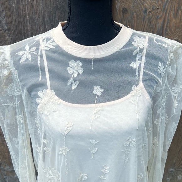 NWT Free People Cecelia Sheer Mini Dress S - Picture 5 of 7